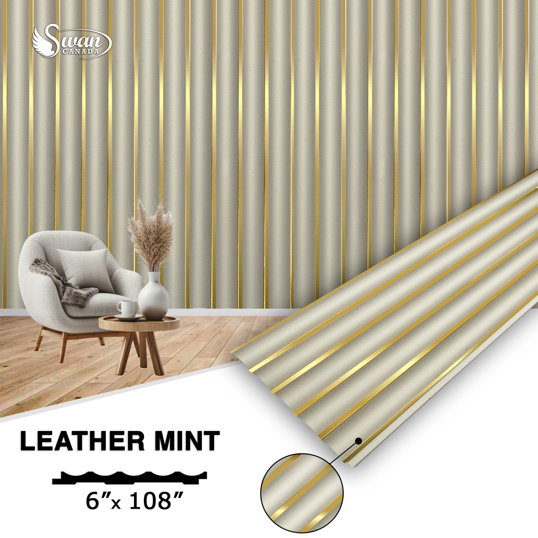 PS Fluted Panels, Leather Mint, 20 Panels x 9 feet long.