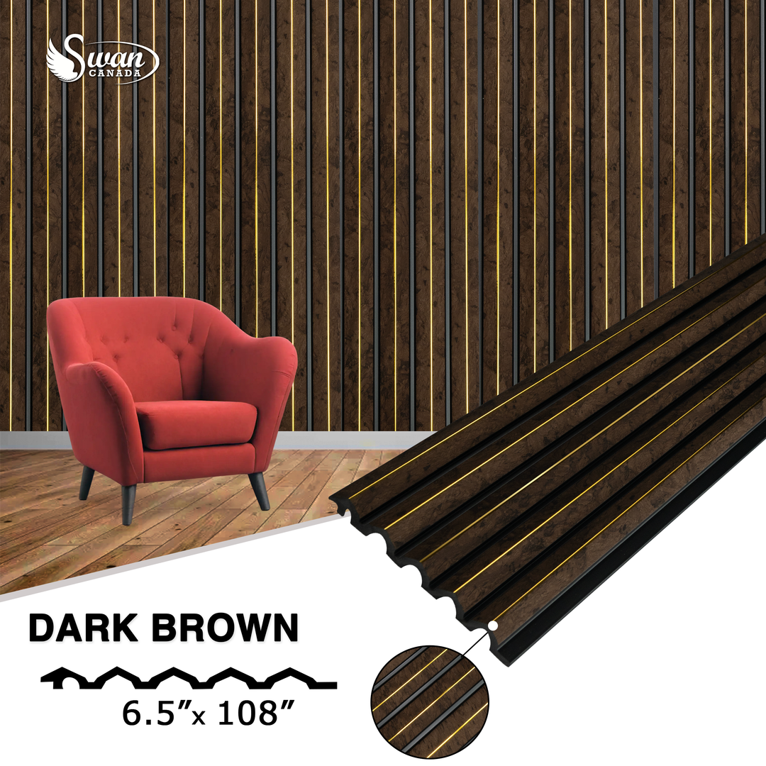 PS Fluted Panels, Dark Brown, 20 Panels x 9 feet long.