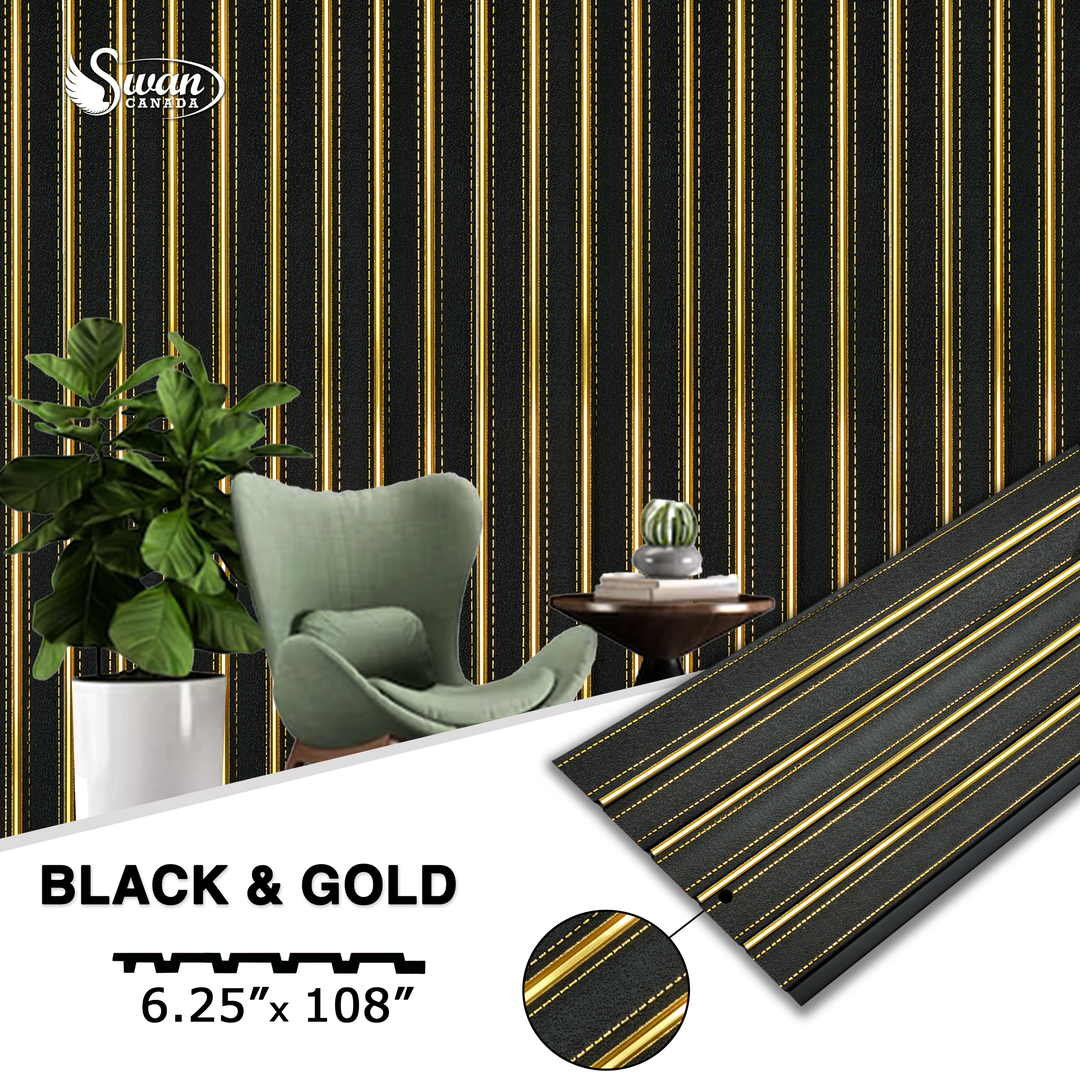 PS Fluted Panels, Black & Gold, 20 Panels x 9 feet long.