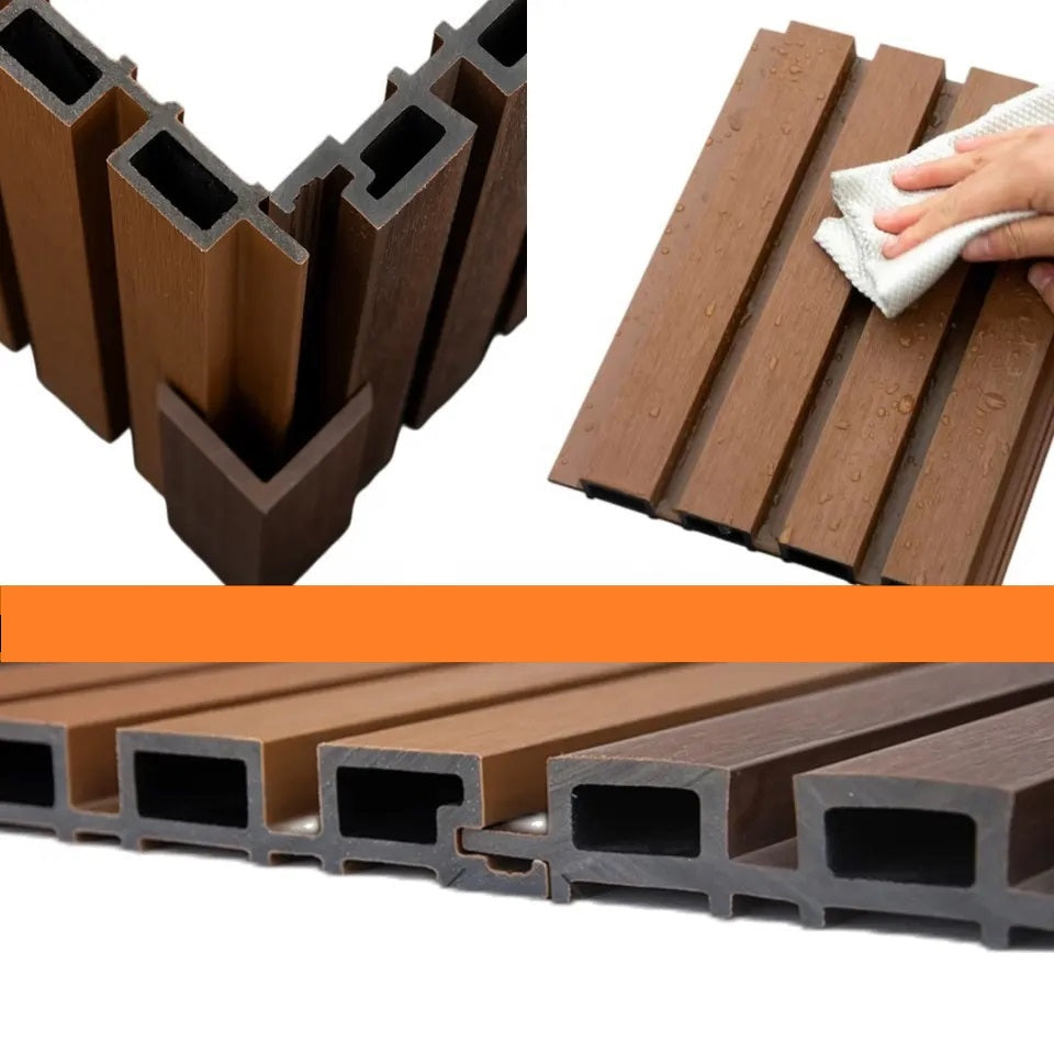 Outdoor WPC Fluted wall Panels, Coffee Flow, 4 Panels/box