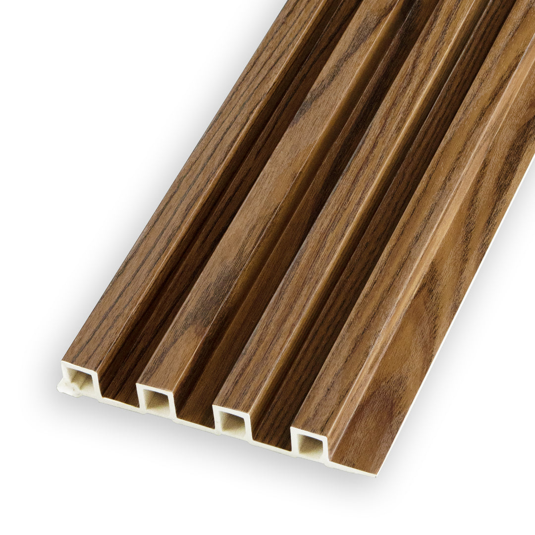 WPC Fluted Panels, Brown Oak 10 Panels x 9 feet long