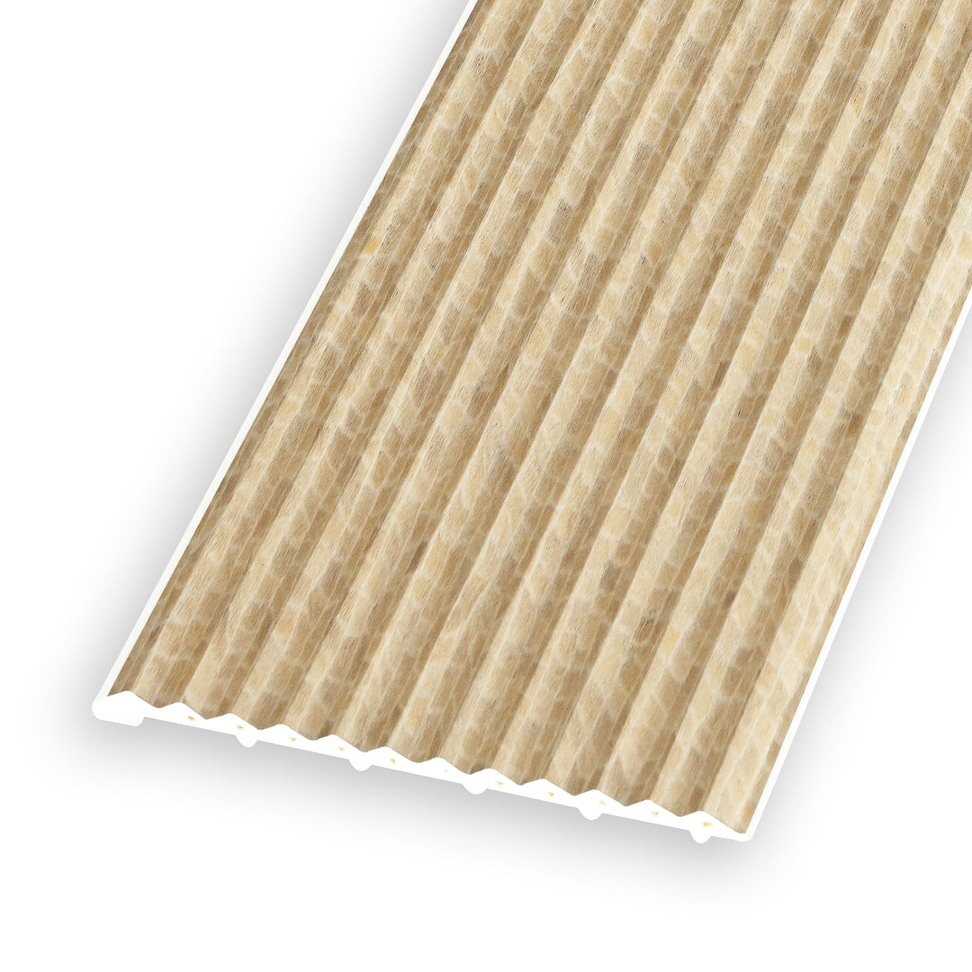 WPC Fluted Panels, Light Bark, 10 Panels x 9 feet long.