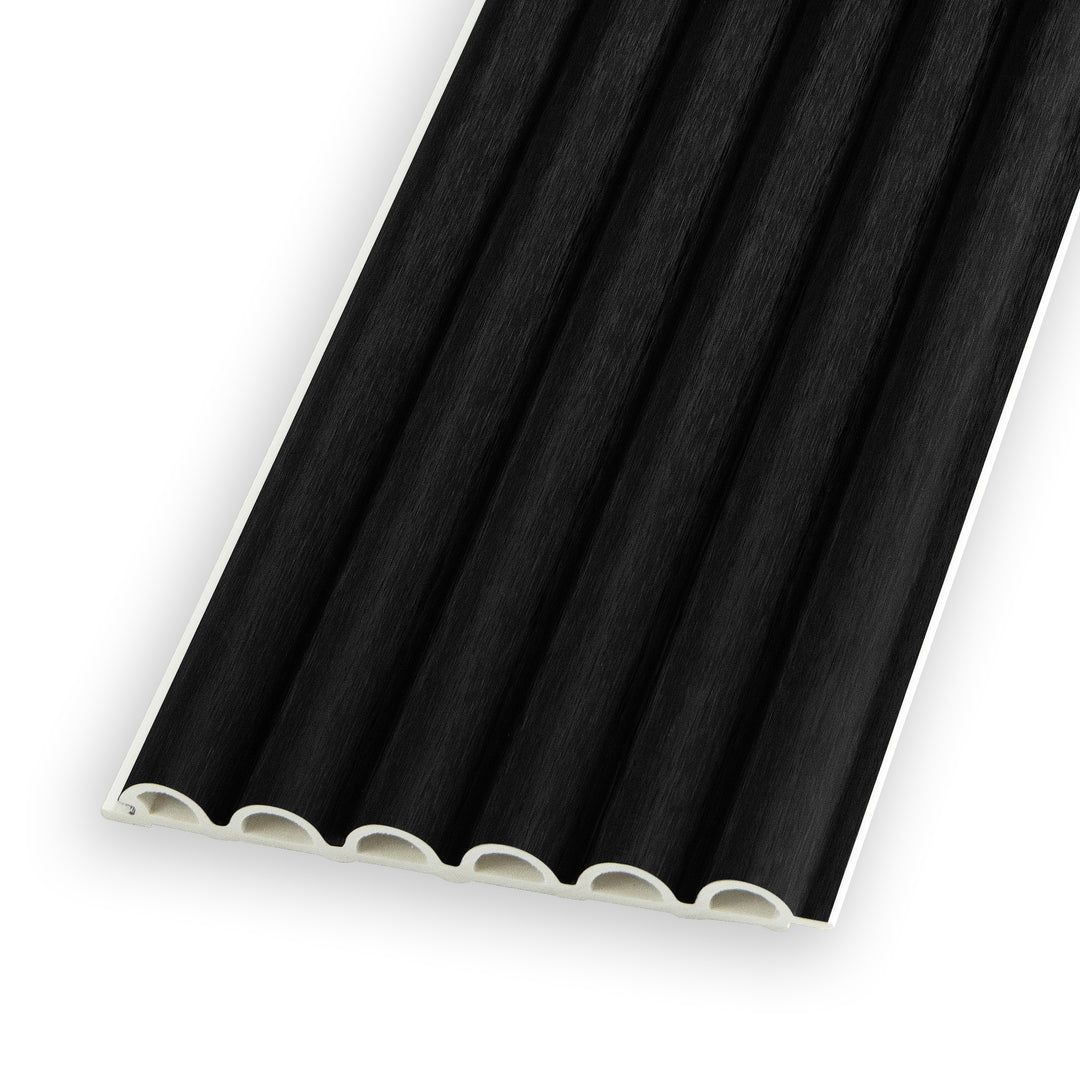 WPC Fluted Panels, Black Wood, 10 Panels x 9 feet long.