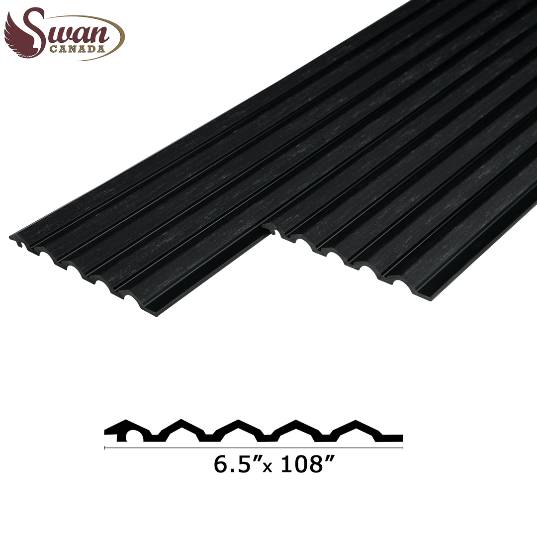 PS Fluted Panels, Black Wood, 20 Panels x 9 feet long.