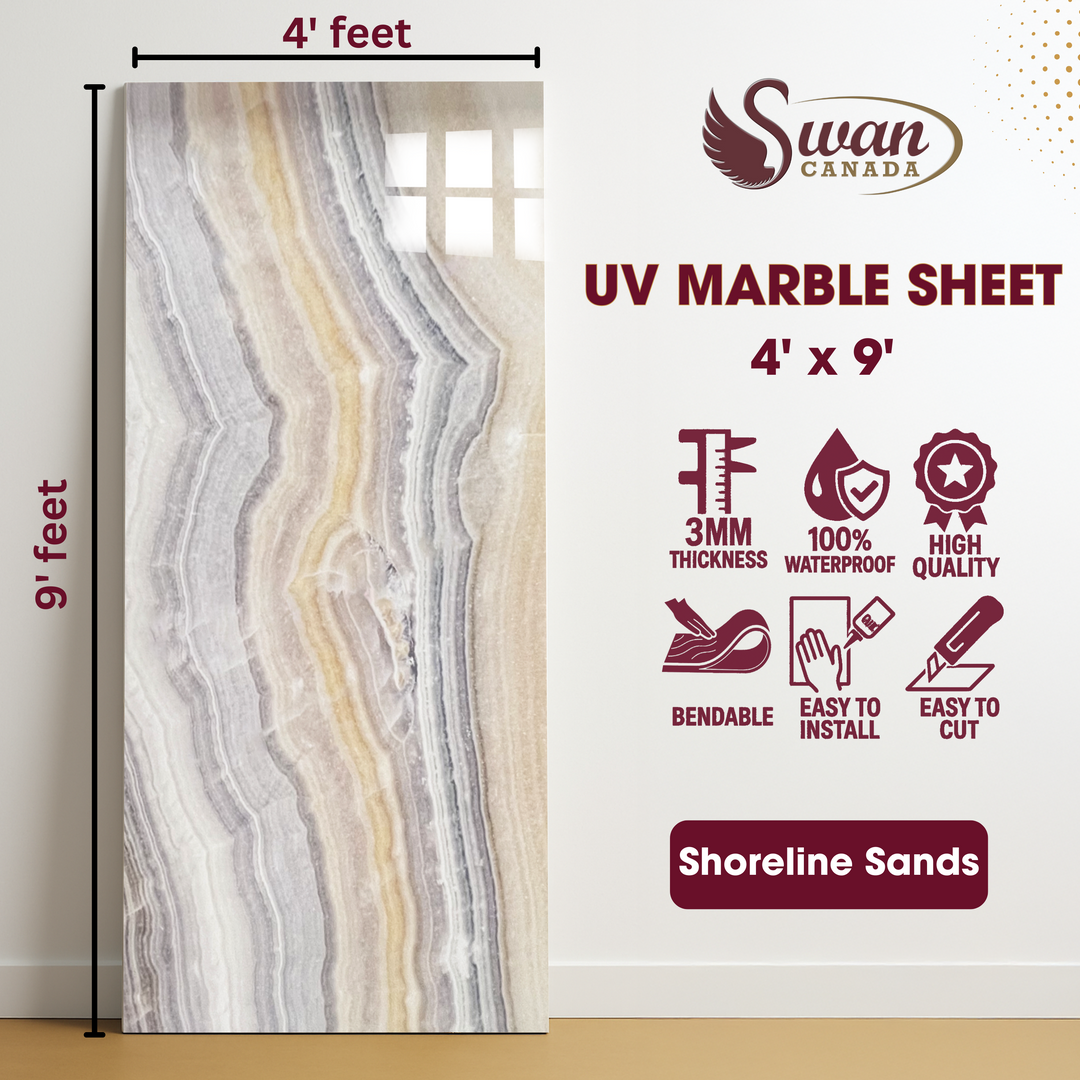 Livre de marbre UV assorti, Shoreline Sands, 1 feuille, 4 x 9 pieds