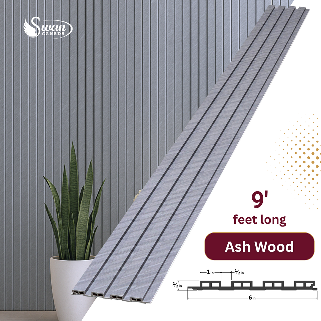 WPC Fluted Panels, Ash Wood, 10 Panels x 9 feet long.
