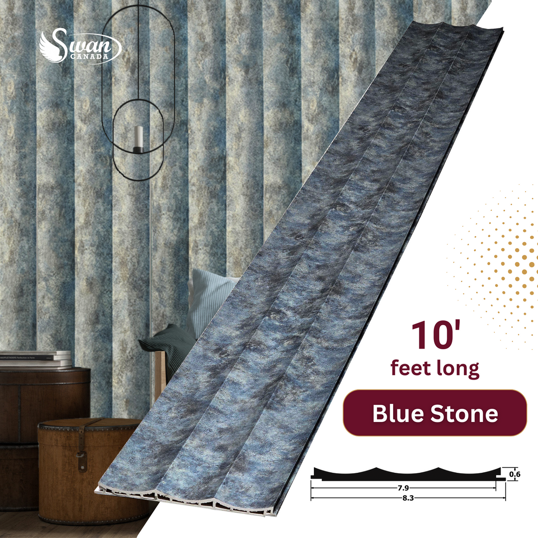 WPC Fluted Panels, Blue Stone, 10 Panels x 10 feet long.
