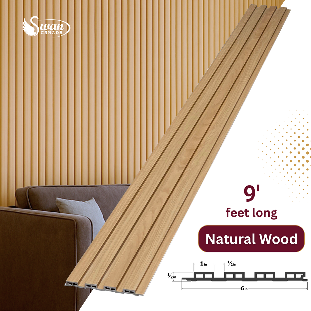 WPC Fluted Panels, Natural Wood, 10 Panels x 9 feet long.
