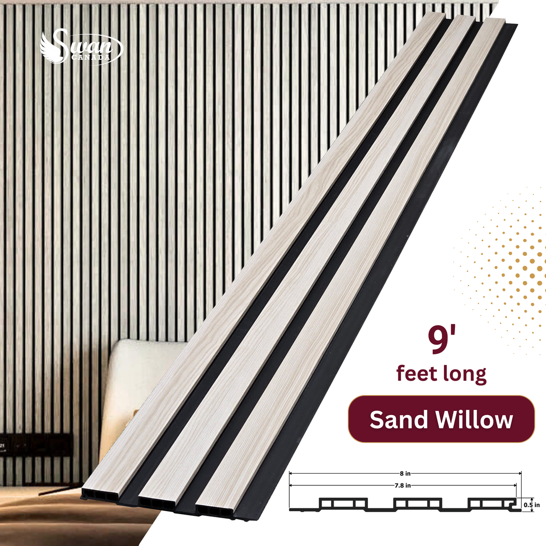 WPC Fluted Panels, Sand Willow, 10 Panels x 9 feet long.