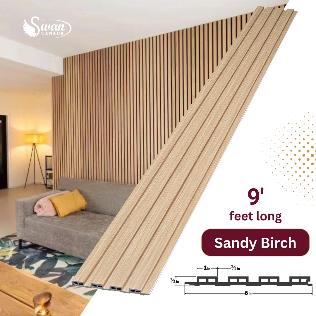 WPC Fluted Panels, Sandy Birch, 10 Panels x 9 feet long.