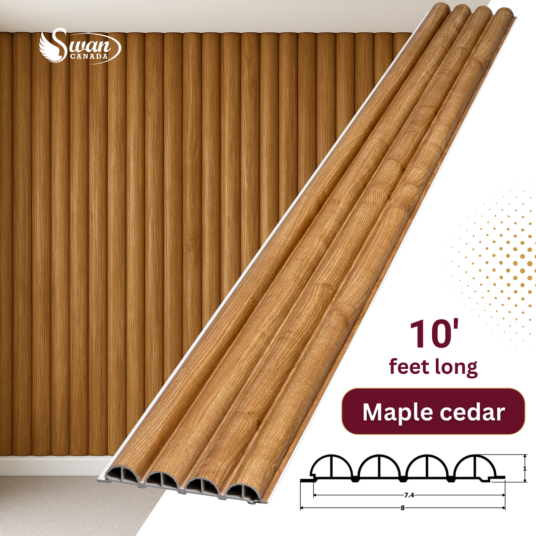 WPC Fluted Panels, Maple cedar 10 Panels x 10 feet long.