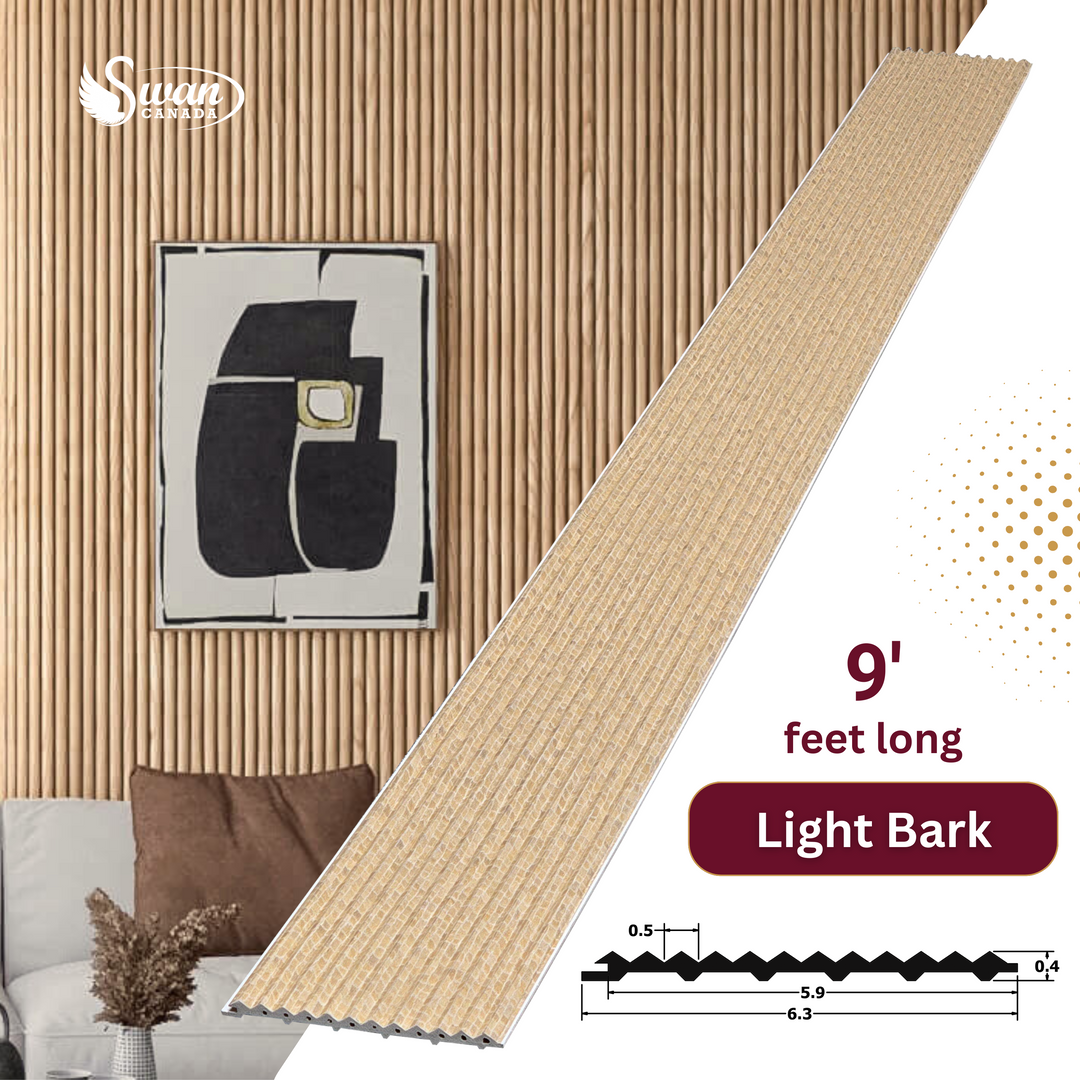 WPC Fluted Panels, Light Bark, 10 Panels x 9 feet long.