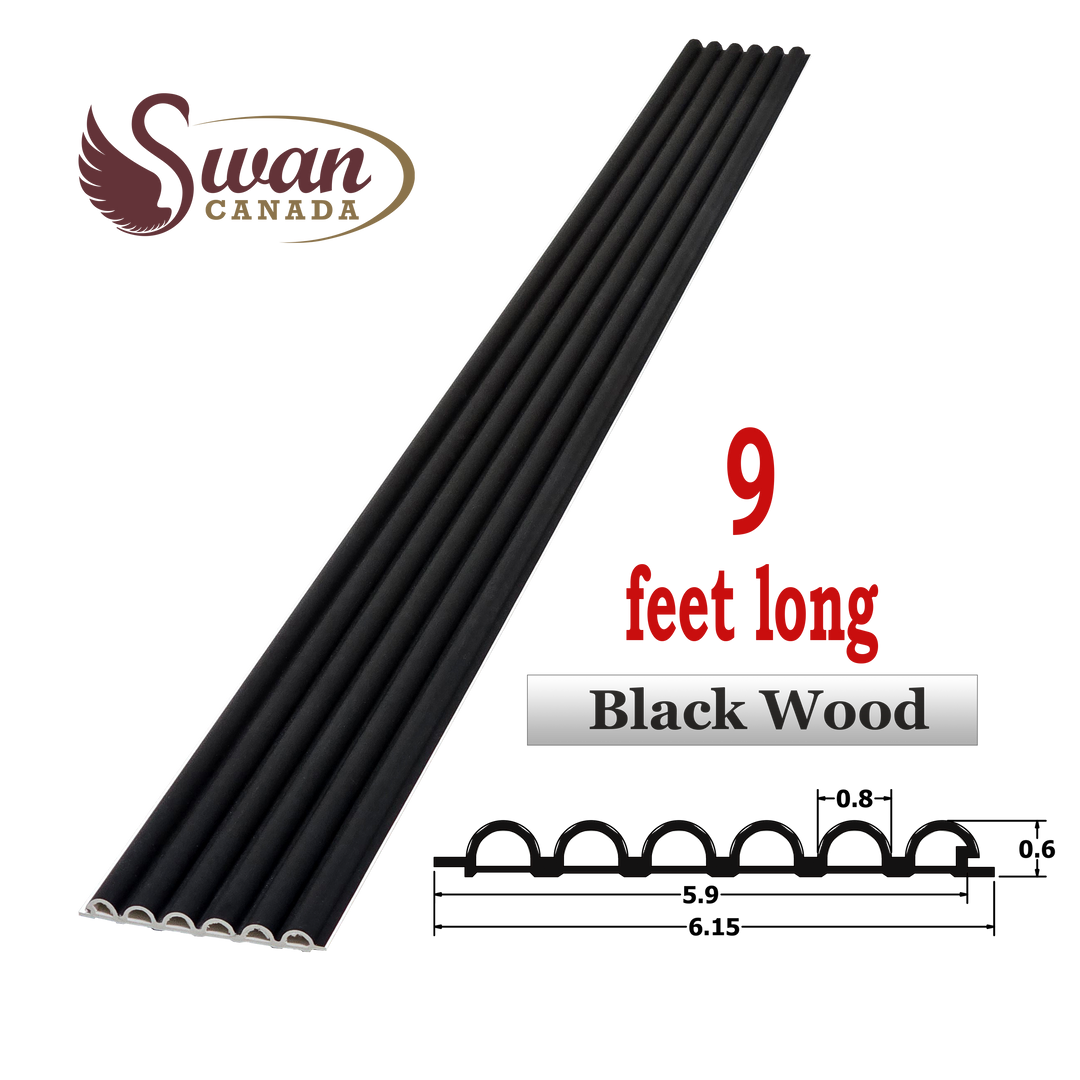 WPC Fluted Panels, Black Wood, 10 Panels x 9 feet long.