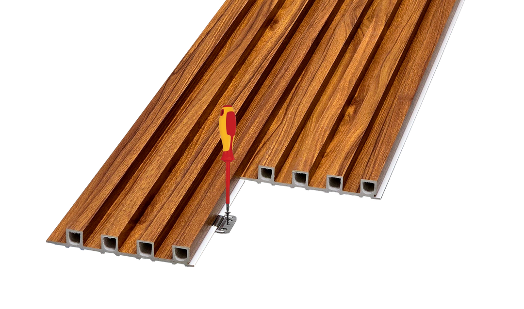 WPC Fluted Panels, Cherry Wood, 10 Panels x 9 feet long.
