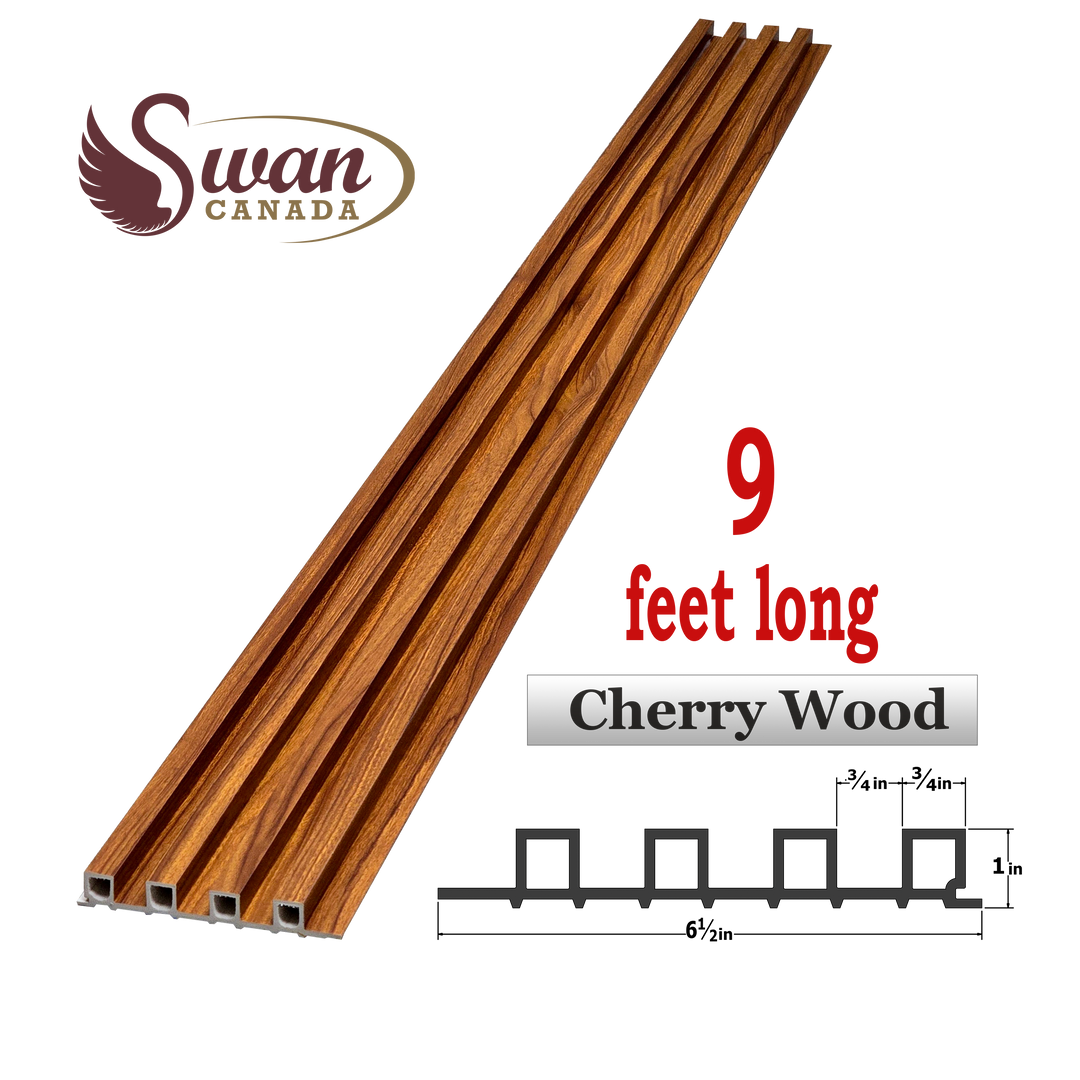 WPC Fluted Panels, Cherry Wood, 10 Panels x 9 feet long.