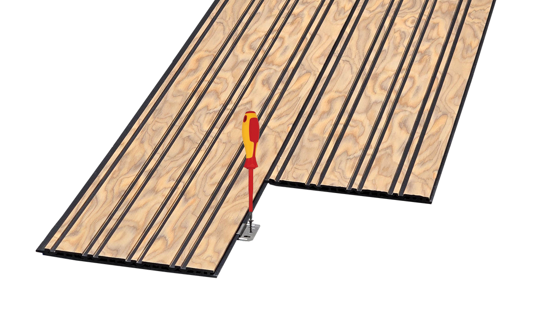 WPC Fluted Panels, Golden Wood, 10 Panels x 9 feet long.