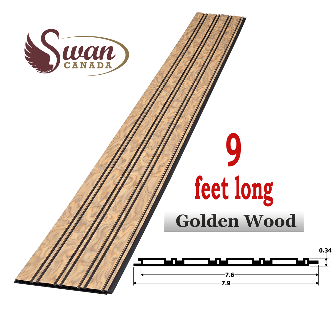 WPC Fluted Panels, Golden Wood, 10 Panels x 9 feet long.