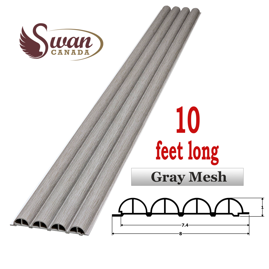 WPC Fluted Panels, Grey Mesh, 10 Panels x 10 feet long.