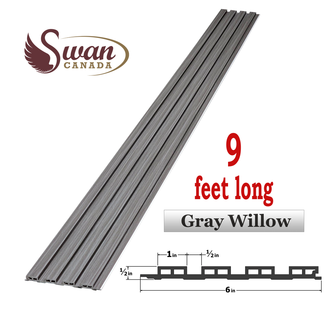 WPC Fluted Panels, Grey Willow, 10 Panels x 9 feet long.