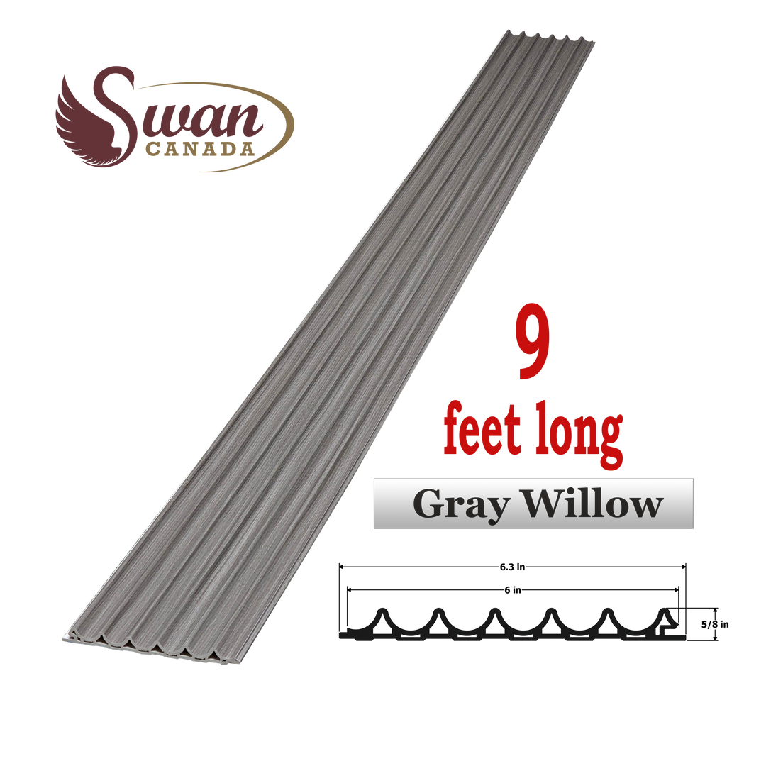 WPC Fluted Panels, Grey Willow, 10 Panels x 9 feet long.