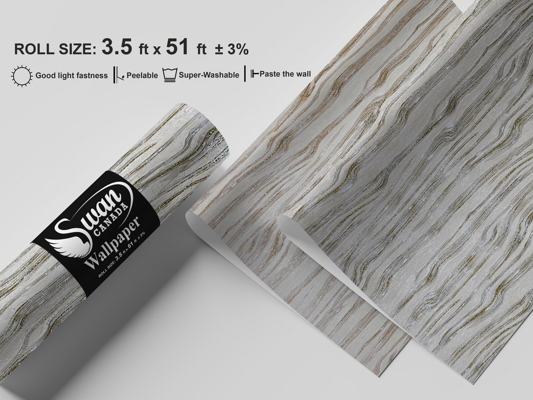Papier peint Cygne, vague bronze, 42 po x 610 po. 1 rouleau