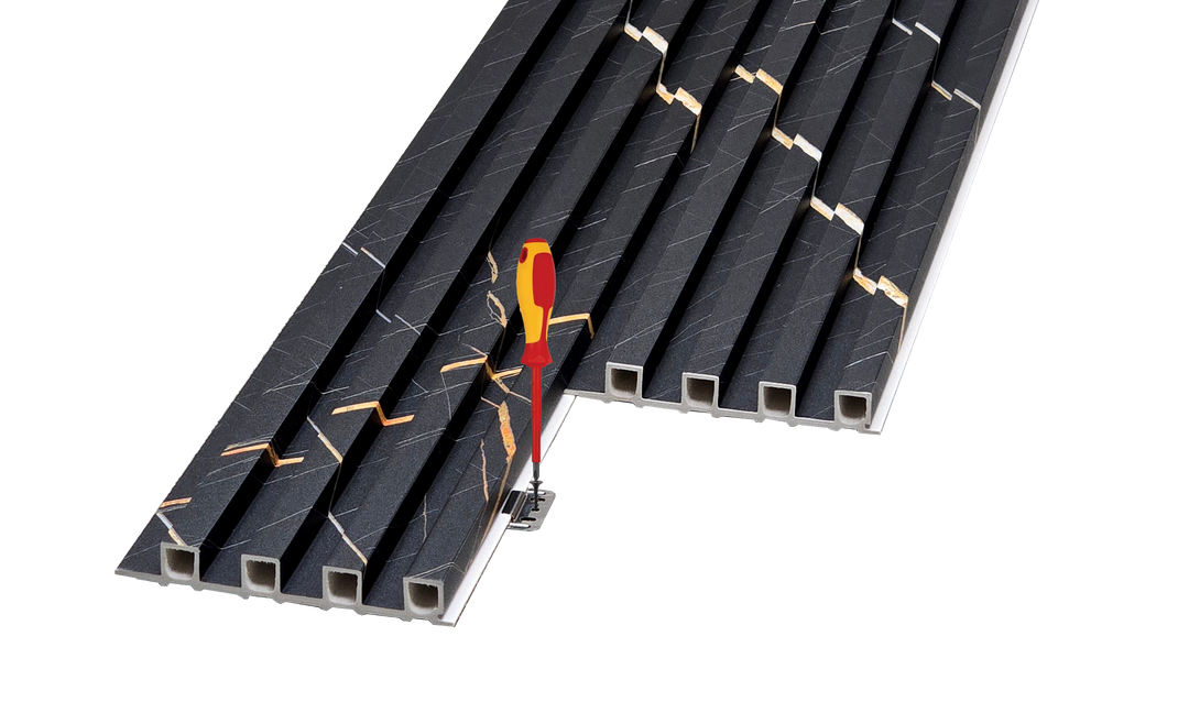 WPC Fluted Panels, Jazz Black, 10 Panels x 9 feet long.