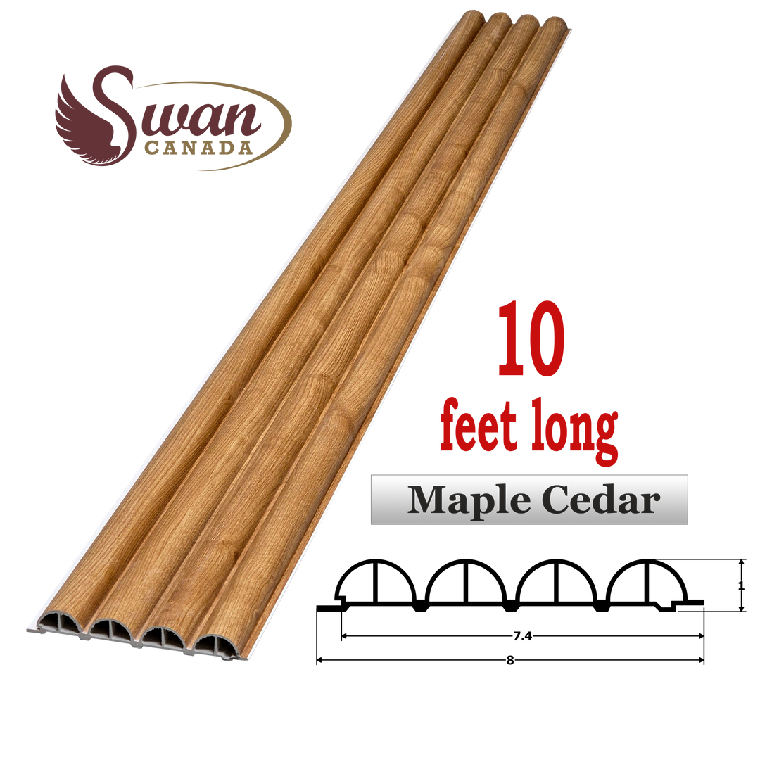 WPC Fluted Panels, Maple cedar 10 Panels x 10 feet long.
