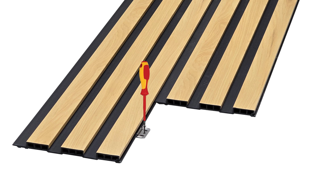 WPC Fluted Panels, Light Oak, 10 Panels x 9 feet long.