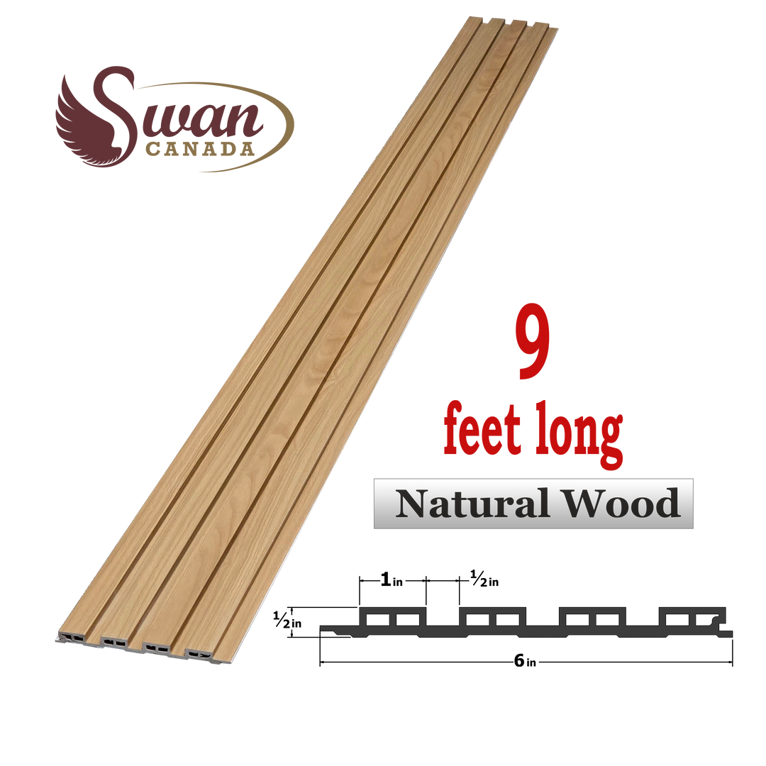 WPC Fluted Panels, Natural Wood, 10 Panels x 9 feet long.