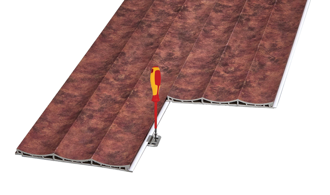 WPC Fluted Panels, Red Stone 10 Panels x 10 feet long.