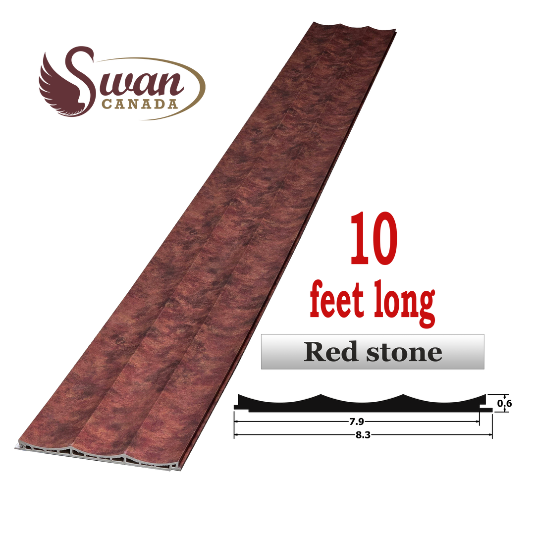 WPC Fluted Panels, Red Stone 10 Panels x 10 feet long.