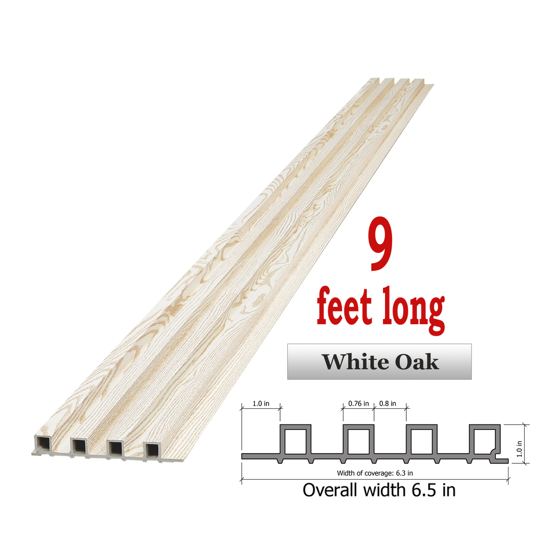 WPC Fluted Panels, WHITE OAK, 108in x 6.5in. 10 Panels
