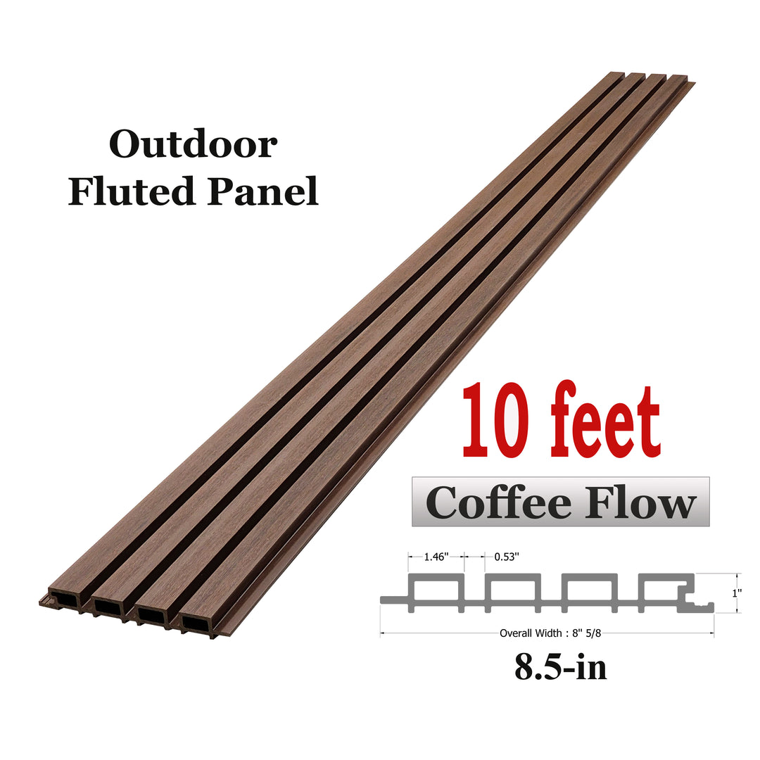 Outdoor WPC Fluted wall Panels, Coffee Flow, 4 Panels/box