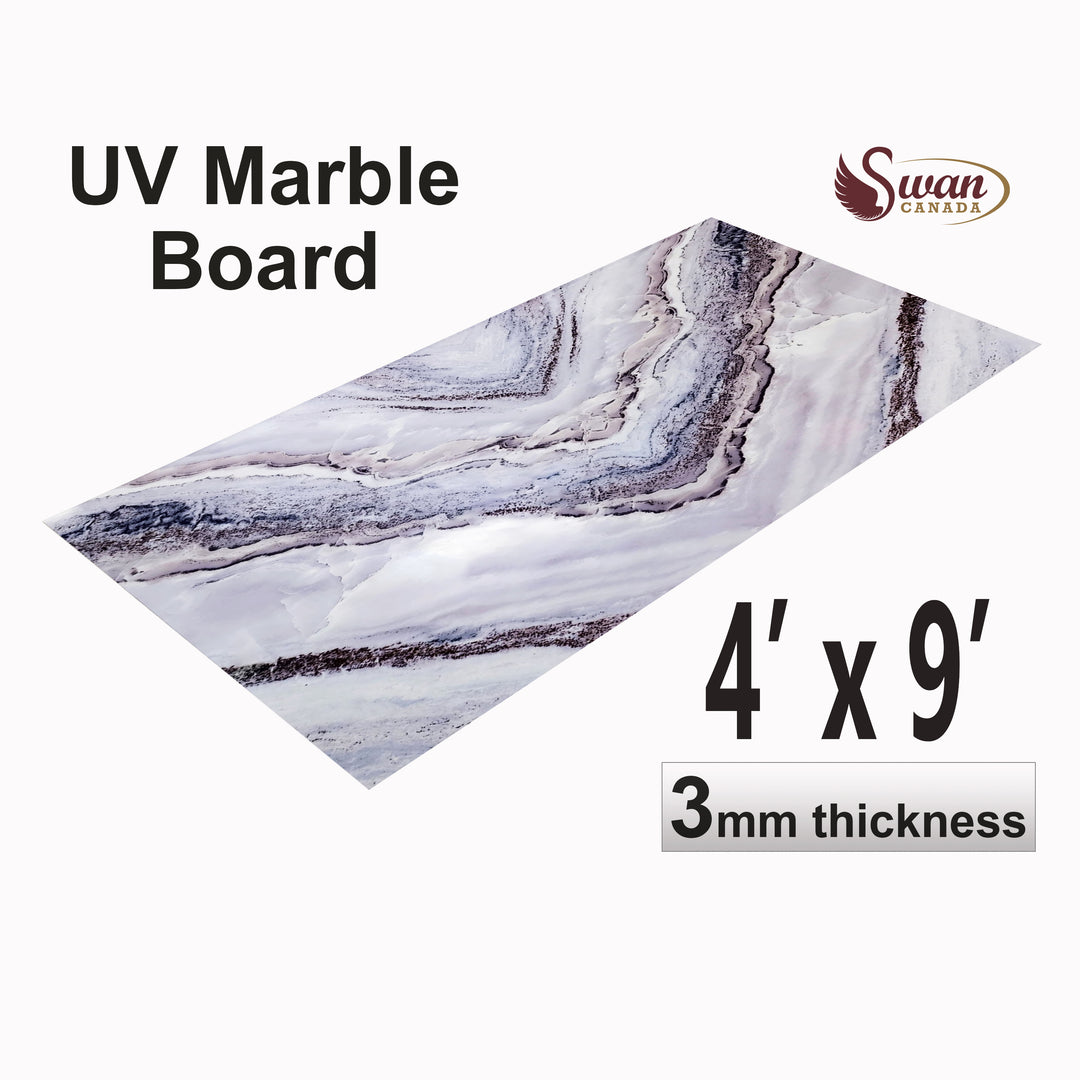 Livre de marbre UV assorti, Icey Peak, 1 feuille, 4 x 9 pieds