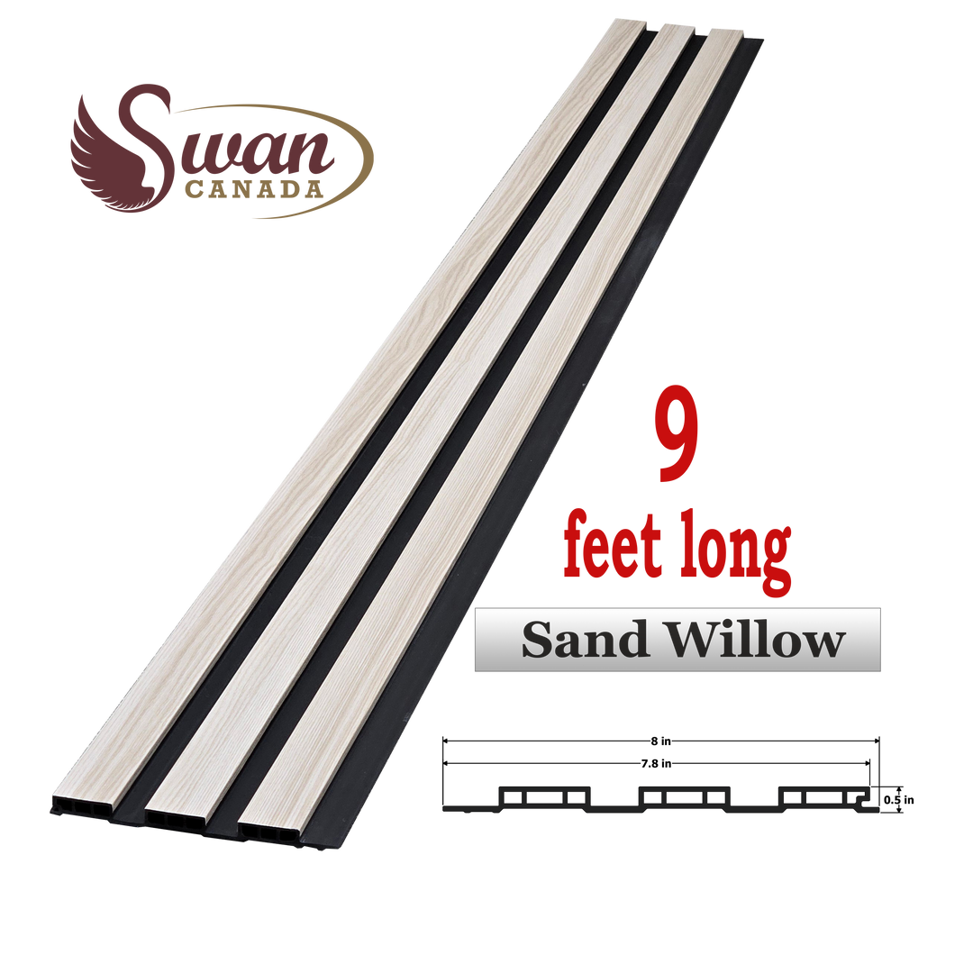 WPC Fluted Panels, Sand Willow, 10 Panels x 9 feet long.