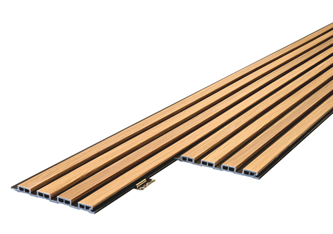 WPC Fluted Panels, Sandy Wood Black, 10 Panels x 9 feet long.