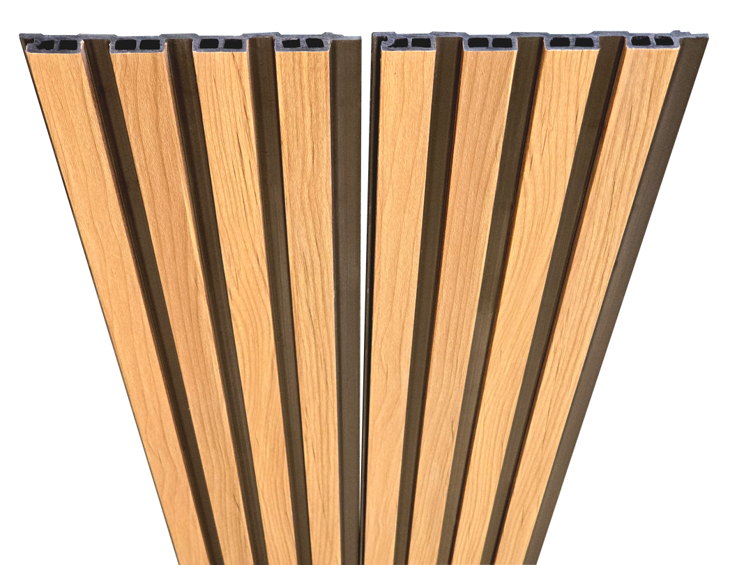 WPC Fluted Panels, Sandy Wood Black, 10 Panels x 9 feet long.