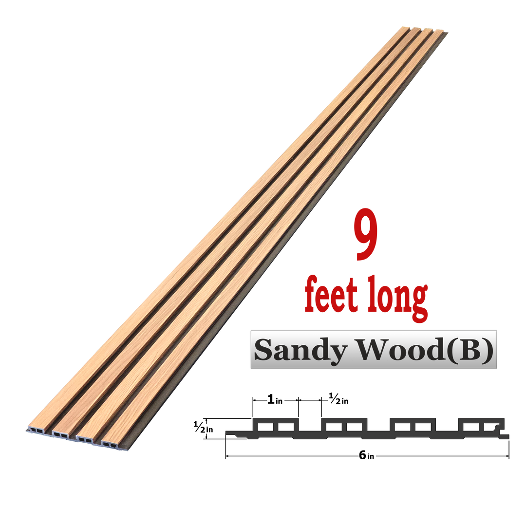 WPC Fluted Panels, Sandy Wood Black, 10 Panels x 9 feet long.