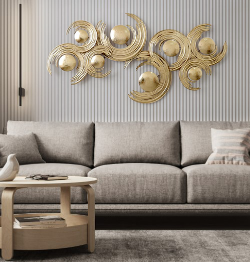 Décoration murale décorative, tourbillons dorés, 52,5 po x 26,75 po, 1 pièce