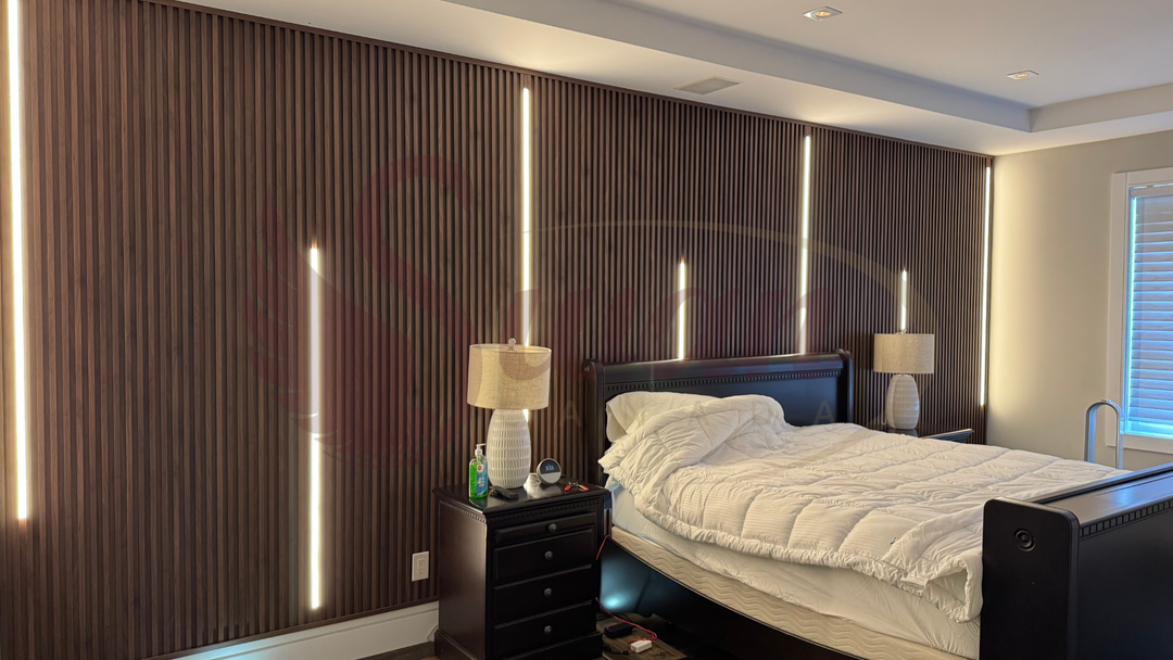 WPC Fluted Panels, Walnut Brown, 10 Panels x 9 feet long.