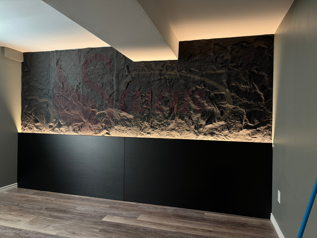 PU Faux Stone, Rough Black Stone, 4 Boards, 2 X 9.5 Feet