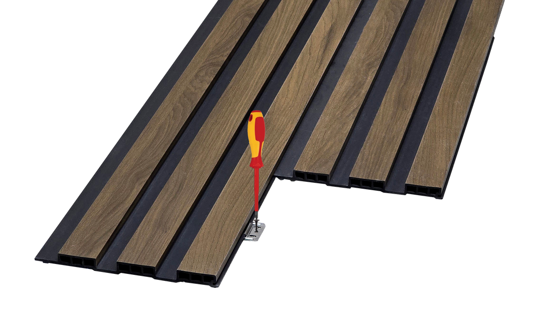WPC Fluted Panels, Walnut Brown, 10 Panels x 9 feet long.
