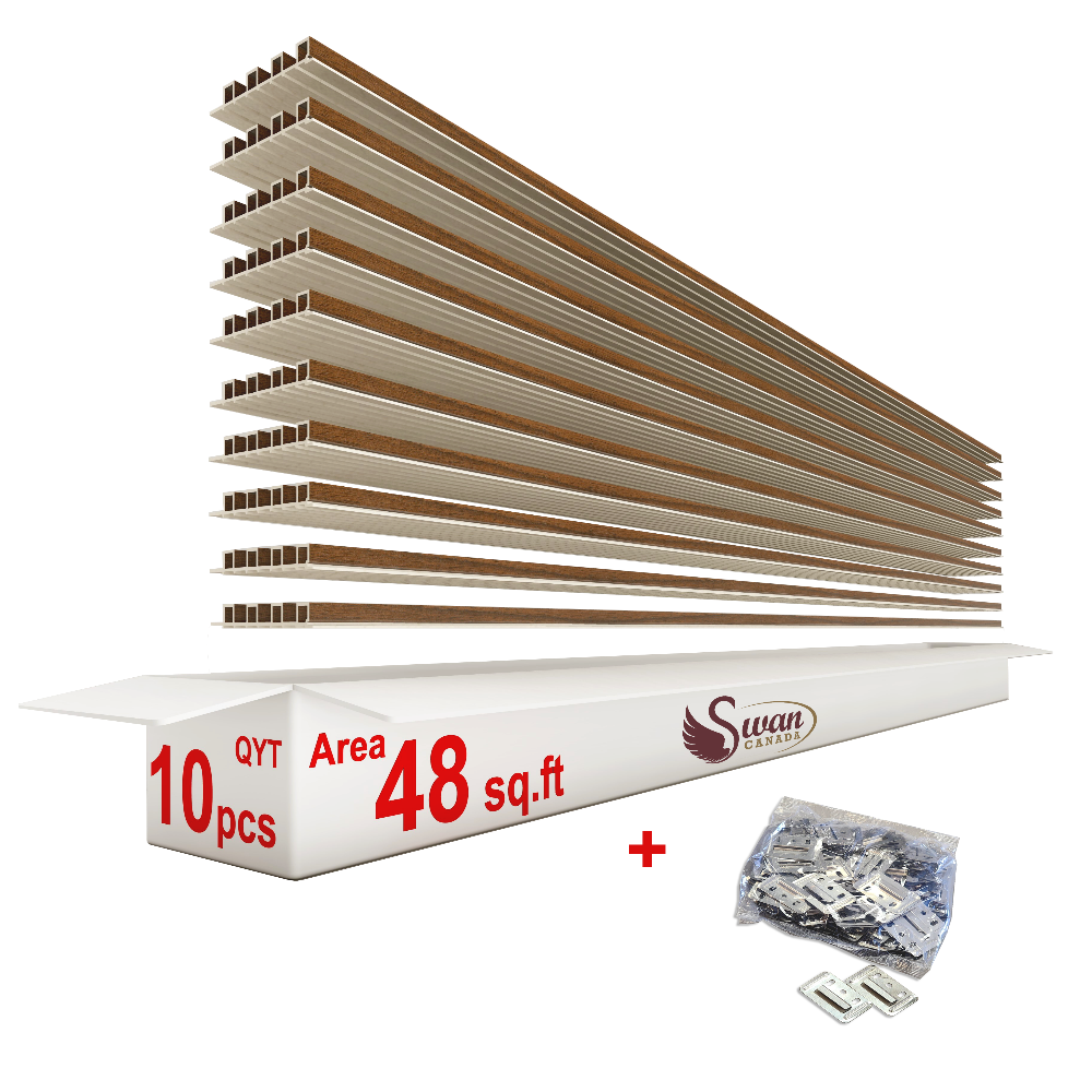 WPC Fluted Panels, Silver Wood, 10 Panels x 9 feet long.