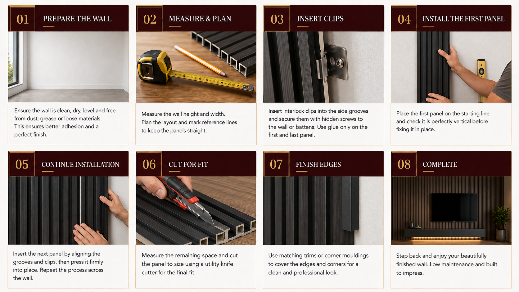 WPC Fluted Panels installation steps