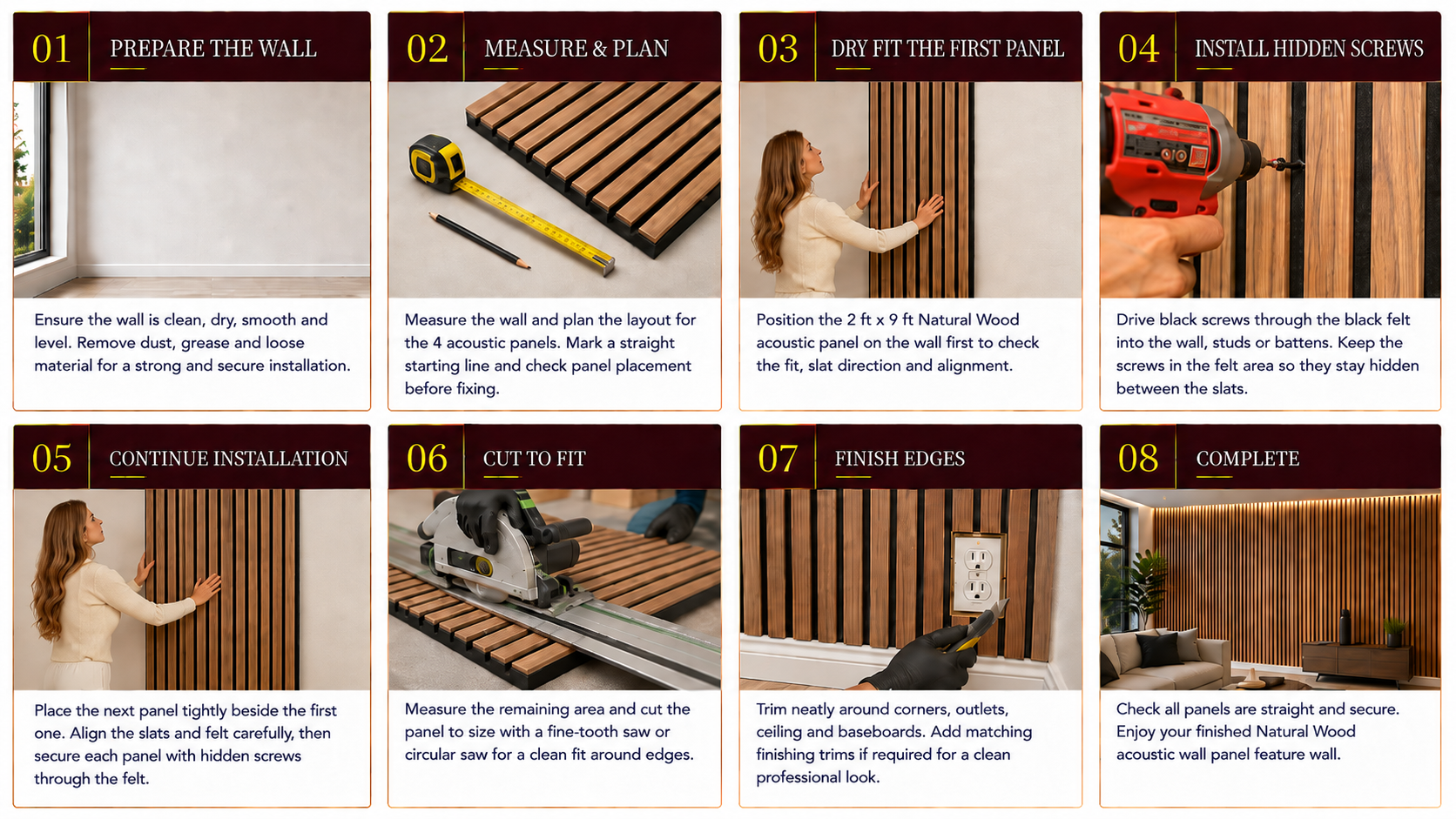 Acoustic Wall Panels installation steps