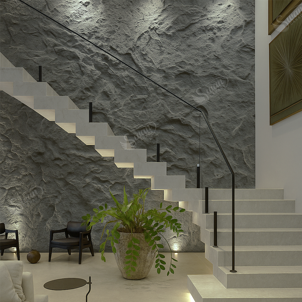 PU Faux Stone, Rough Charcoal Stone, 4 Boards, 2 X 9.5 Feet