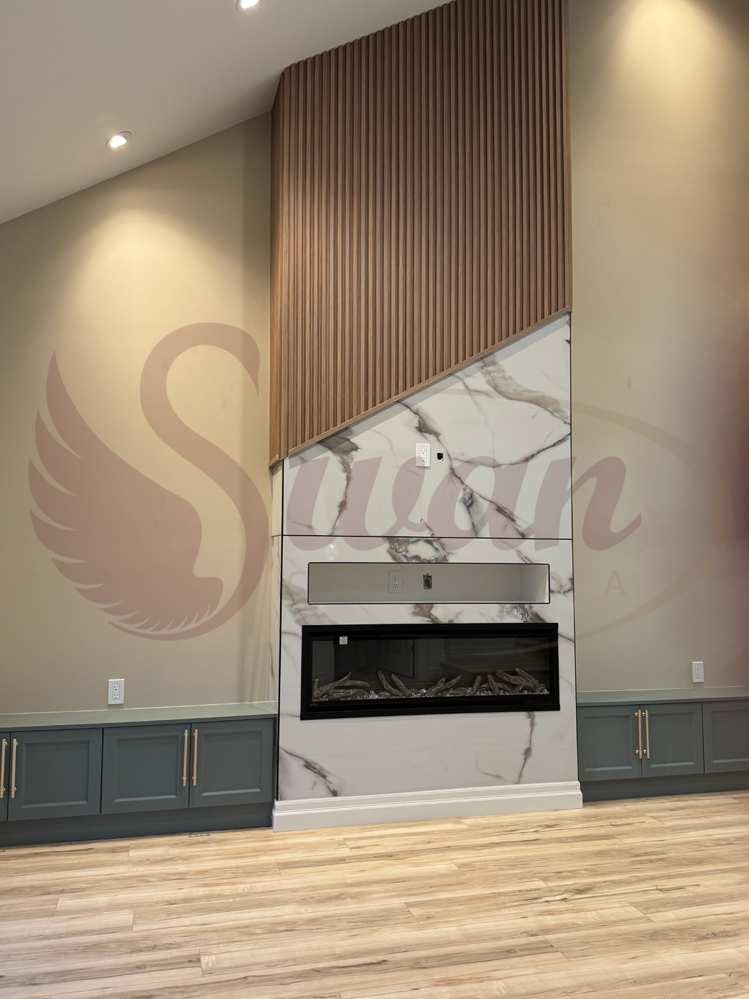 WPC Fluted Panels, Sandy Wood, 10 Panels x 9 feet long.