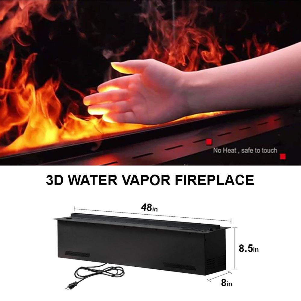 3D Water Vapor Fireplace, Smart Electric flame Fireplace, 48-In