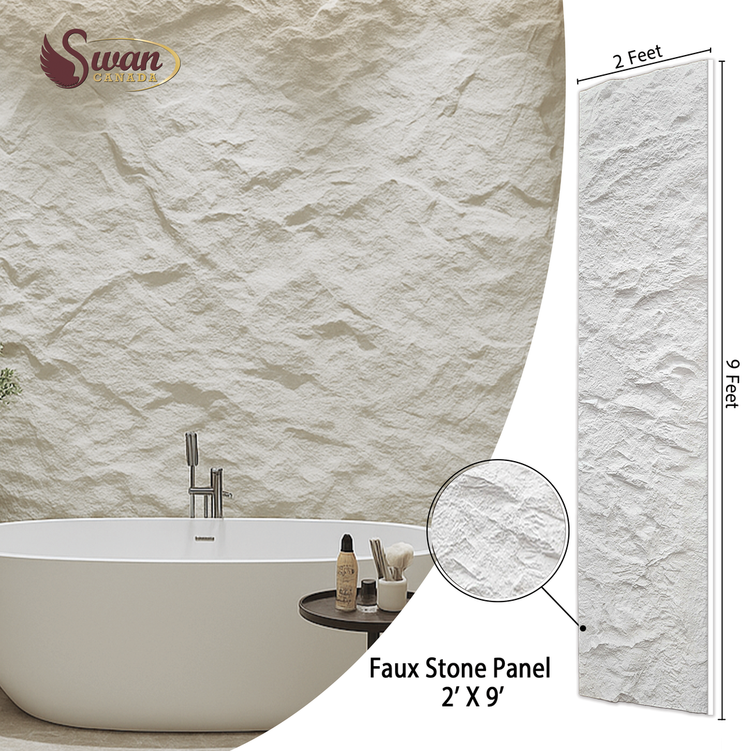 PU Faux Stone, Rough White Stone, 4 Boards, 2 X 9.5 Feet