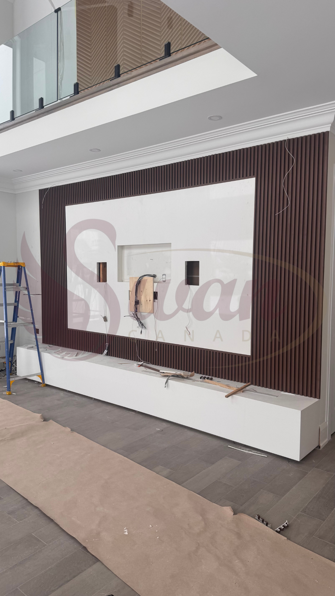 WPC Fluted Panels, Walnut Brown, 10 Panels x 9 feet long.